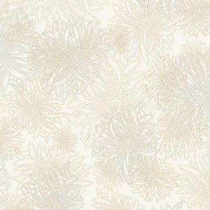 May include: A seamless pattern featuring a repeating floral design. The flowers are outlined in a light beige color, creating a delicate, sketched appearance against a cream-colored background. The pattern is suitable for various applications.