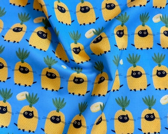 Pawnapples | 100% Cotton Fabric | Designed by Leezaworks for Dear Stella, Black Cats and Pineapples