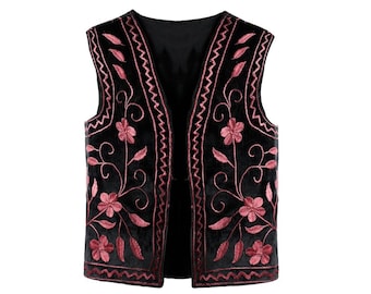 Afghan Waistcoat black - pink