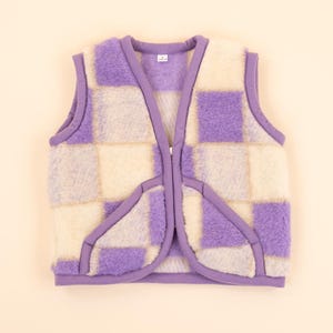 kids wollen vest block paars