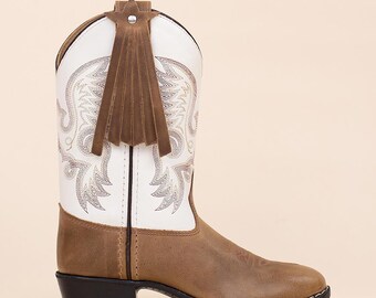 Moonrise girls cowboyboots leather brown - white