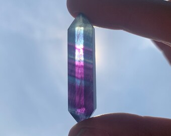 Small Rainbow Fluorite Double Terminated DT Points | Crystals, Banding, Towers, Carvings, Palm Stones, Natural Gemstones, Wands.