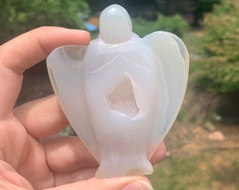Druzy Agate Angel Carving | Crystals, Polished, Natural Gemstones, Carving, Druzy, Agate