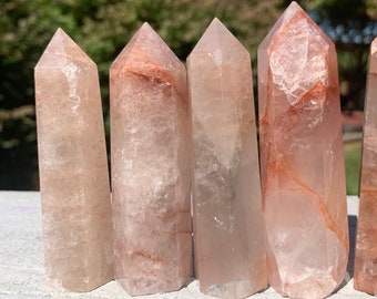 Fire Quartz Red Hematoid Points | Silver Sheens, Flash, Rainbows