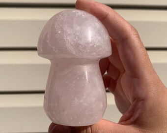 Rose Quartz Mushroom | Crystals, Carvings, Silver Sheens, Flash, Rainbows, Natural, Polished Gemstones, Points, Spheres, Towers, Flames