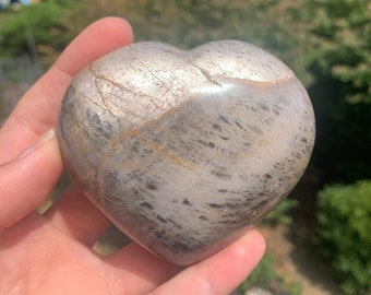 Black Moonstone Heart Stone | Crystals, Flashy, Silver Sheens, Palm Stones, Natural Gemstones, Free Forms, Points, Flames, Towers.
