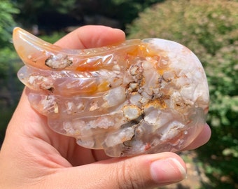 Flower Agate Wing Carving | Crystals, Polished, Natural Gemstones, Carving