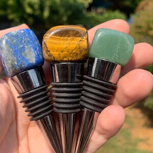Crystal Wine Stoppers | Carvings, Gemstones, Natural Stones, Lapis Lazuli, Green Aventurine, Tiger’s Eye