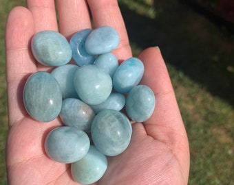 Aquamarine Crystal Tumbles (1 inch) | Flash, Silver Sheens, Polished, Gemstones, Raw Crystals, Natural Stones, Rocks,