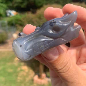 Agate Dragon Skull Crystal Carving | Crystals, Natural Gemstones, Polished Stones, Palm Stones.