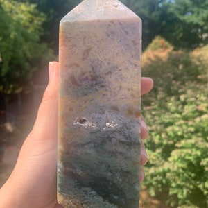 Druzy Moss Agate Large Tower | Crystals, Points, Free Forms, Gemstones, Flames, Natural Stones