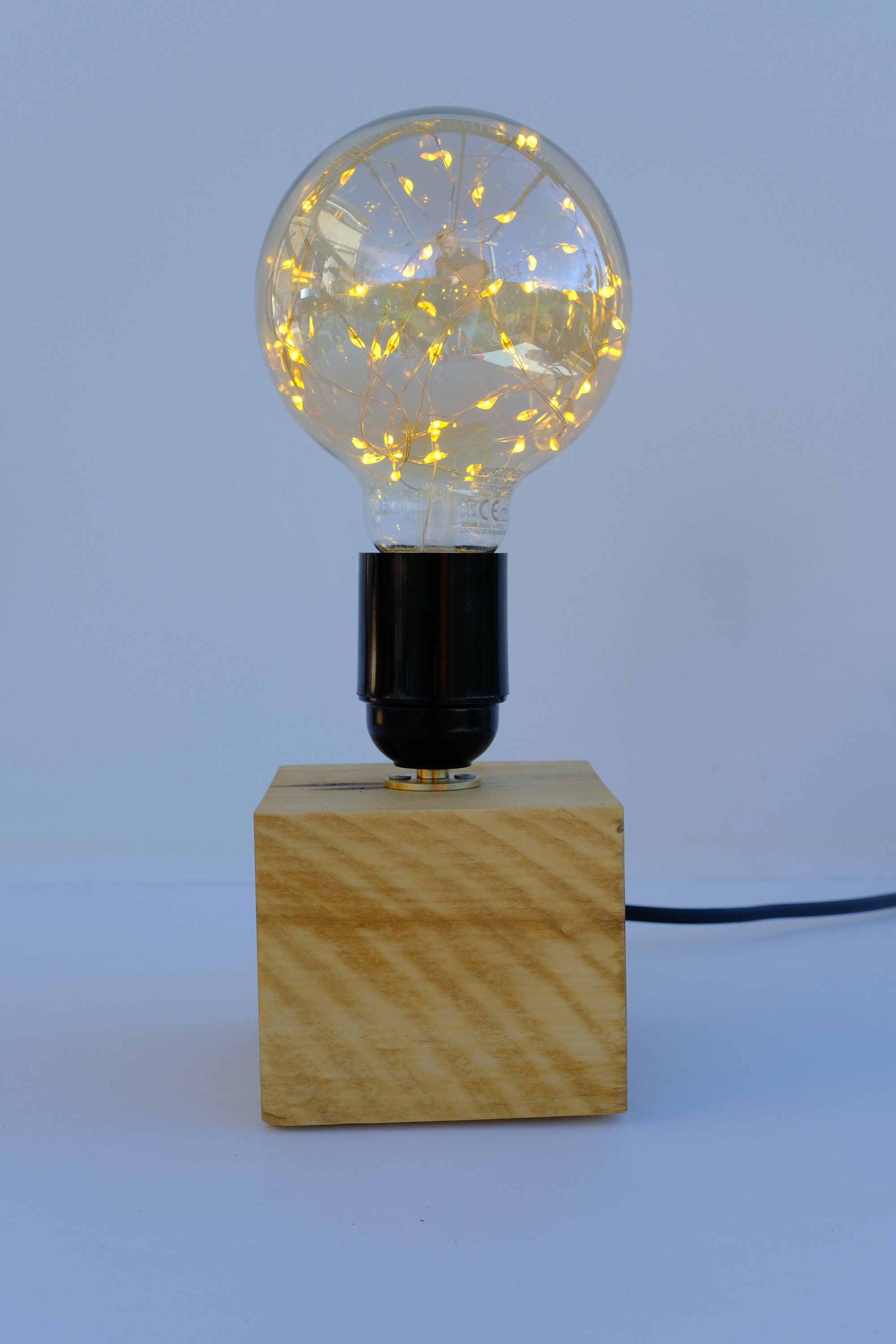 Lampe , Lampe A Poser d'ambiance Décorative Décoration Ampoule Led, Bois