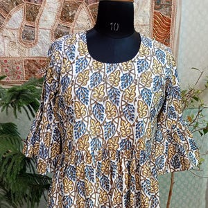 Handmade Boho Cotton Tunic: Long Sleeve Bohemian Top