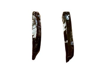 Deep red brown glass blade earrings