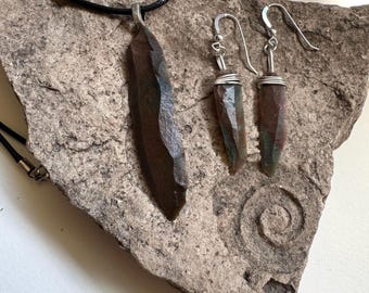 Fancy Jasper blade pendant and bladelet dangle