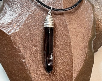 Translucent obsidian blade necklace