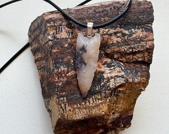 Chalcedony concave base point pendant