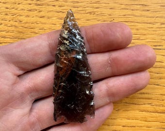 Basal notch tri-flow obsidian dart point