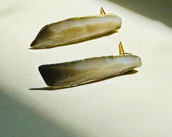 Chalcedony bladelet earrings with gold accent paint