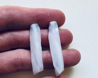 White glass blade earrings