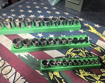 Organizador magnético para llaves de vaso – 1/4, 3/8, 1/2 pulgada / Soporte para llaves de vaso de caja de herramientas
