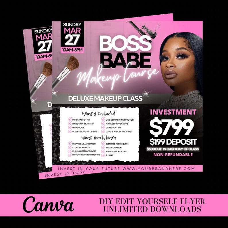 DIY Makeup Flyer Makeup Class Flyer Instagram Flyer Canva Etsy