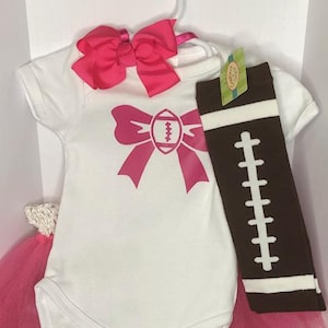 6-12 months Girls Football Tutu Outfit Leg Warmers Onesie Pink Girls Football