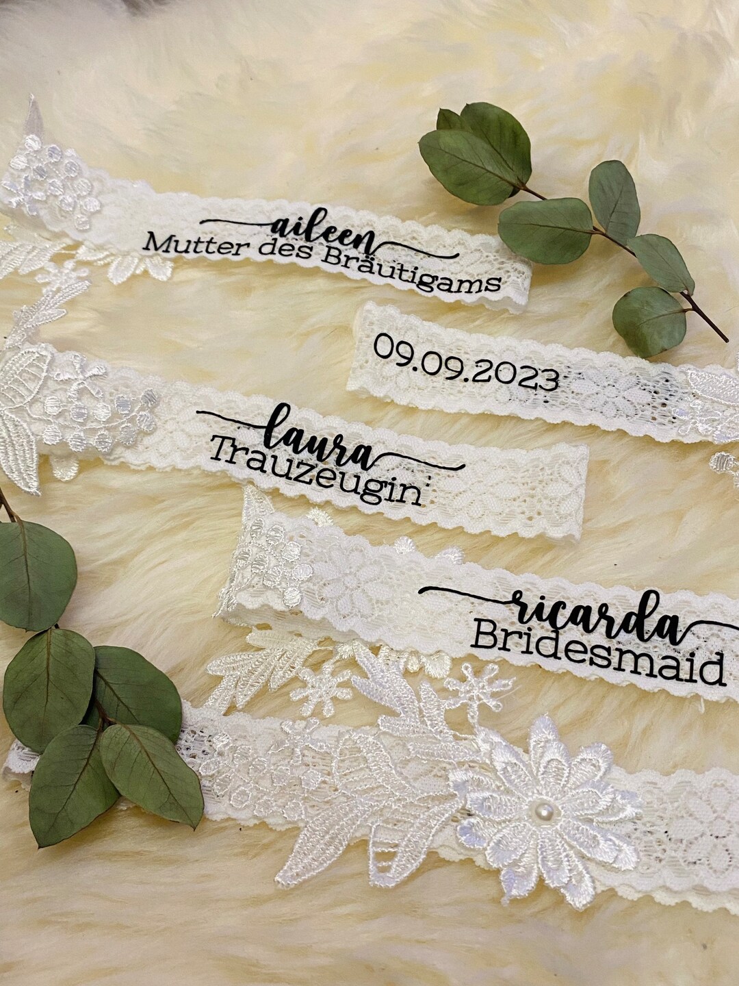 Strumpfband Hochzeit personalisiert durch Name und Datum Etsy.de