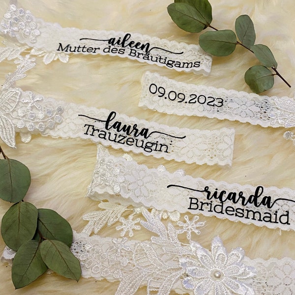 Strumpfband Hochzeit personalisiert durch Name und Datum