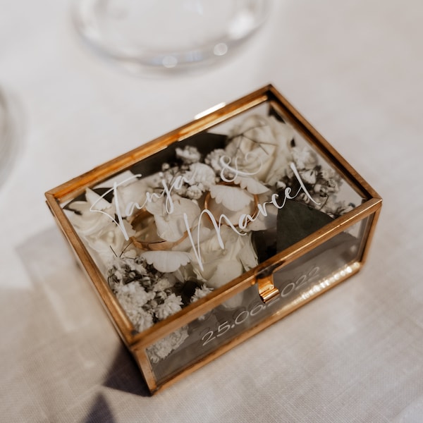 Ringbox Hochzeit Glas Ringkästchen Gold