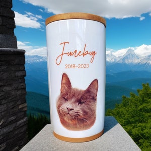 Urn for Cat Ashes, Cat Memorial Gift Personalized, Cat Urn with Photo, Custom Cat Urn, Ceramic Pet Urn, Urn for Black Cat, Cat Memory Box