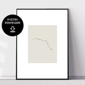 Minimal Abstract Neutral Line Drawing Print, Beige Printable Art, Minimal Scandi Poster, Contemporary Gallery Wall, Digital Download