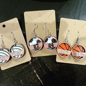 Custom Team Spirit Earrings Volleyball Soccer Basketball Mom