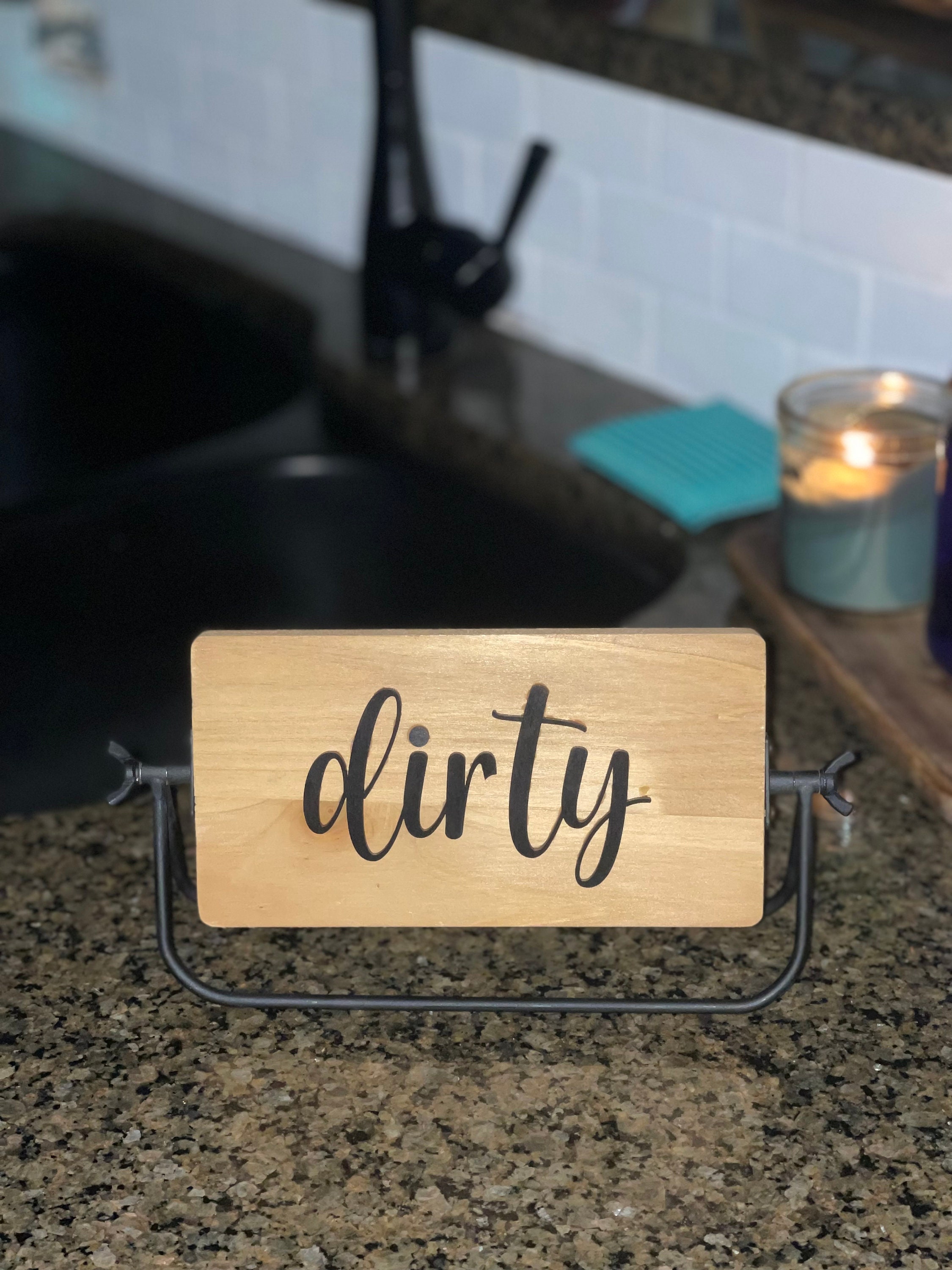Modern Clean Dirty Dishwasher Flip Magnet With Clean Beautiful Font 