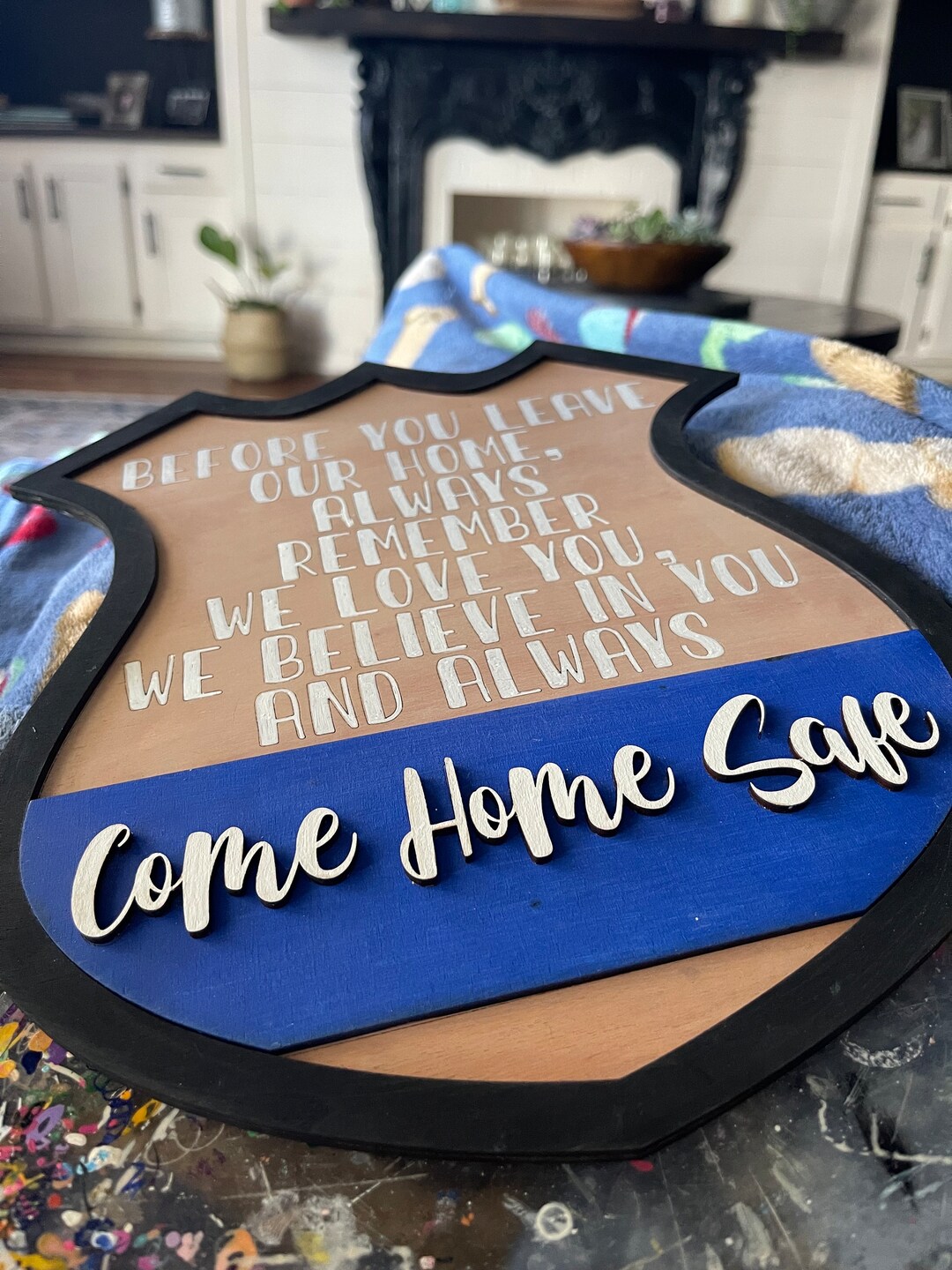 LEO Thin Blue Line Come Home Safe Plaque Custom Signs for Etsy