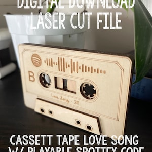 Cassettebandje met Spotify-liefdeslied Verjaardag Valentijnsdagcadeau Digitale laser Glowforge-bestand PNG, SVG, JPEG