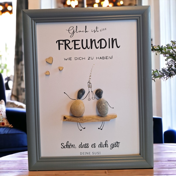 Geschenk für beste Freundin, Schwester, Patentante, Tante, Freund, Sister, Mama, Steinbild, personalisierbar, Weihnachten, Geburtstag Danke