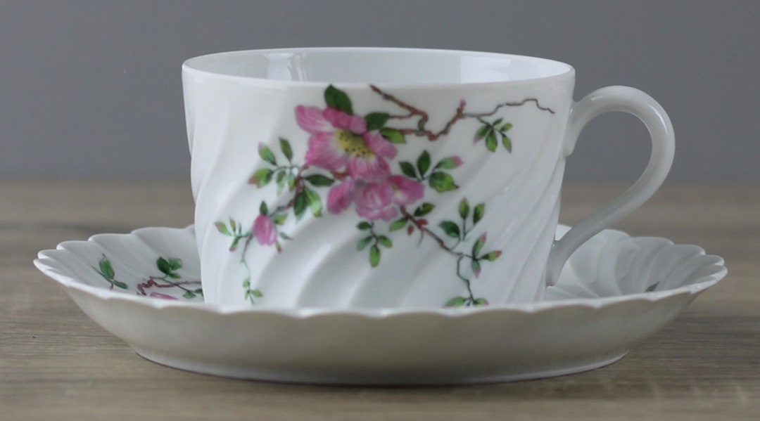 Haviland Limoges France Eglantine Rose Coffee Cup With Saucer Etsy