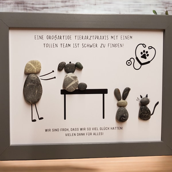 Steinbild Geschenk Danke für Tierarzt Tierärztin Tierarztpraxis personalisierbar, handgemacht, Weihnachtsgeschenk, Hund Katze Hamster Hase