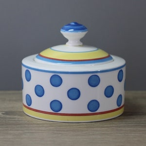 Villeroy & Boch Twist Anna sugar bowl with lid, height approx. 8.5 cm, blue yellow