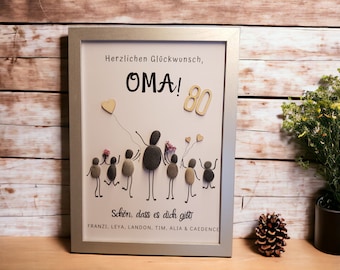A sweet 80th birthday gift for Grandma / Grandpa / Mom / Dad / Uncle / Aunt / Friend / Girlfriend and many more. Personalized stone picture.