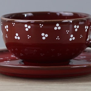 Pfalzkeramik Anja Piroschka Red Teacup Cup with Saucer Saucer Bottom