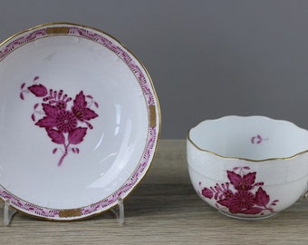 Herend Hungary Apponyi Purpur Kaffeetasse Tasse mit Untertasse ohne Spiegel