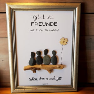 Stone picture friends, friendship, lucky charm, clover, family picture, family, siblings, colleagues, personalizable