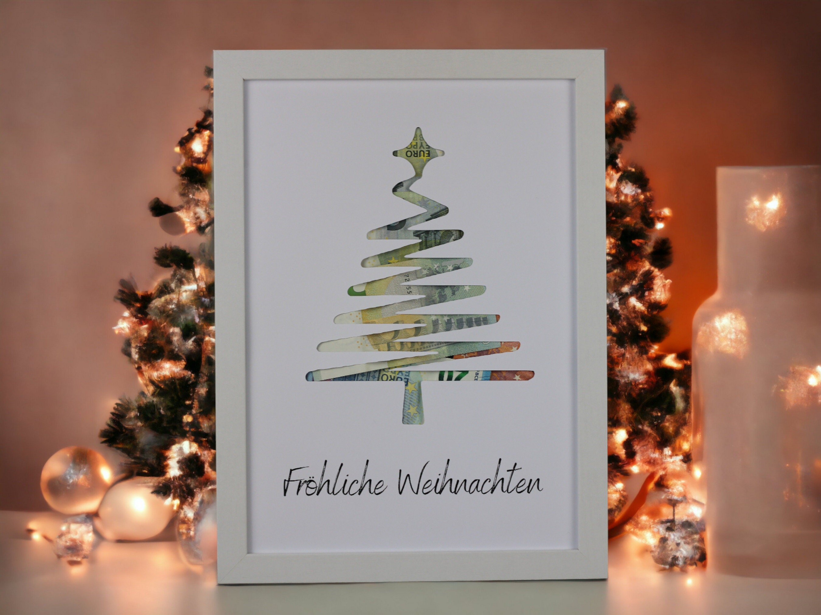 Coffret Cadeau Argent De Noël En Bois - Avec Tube à Essai Et Carte, Idée Originale