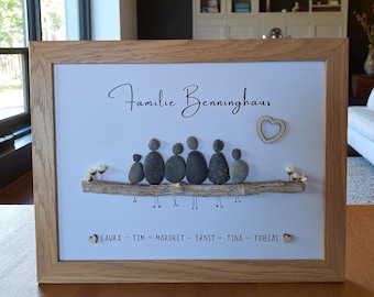 Süsses Steinbild Familie perfektes Geschenk zum Geburtstag Weihnachten zum Einzug Eltern Kinder Mama Papa Geburtstagsgeschenk Familienbild