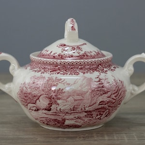 Villeroy & Boch Burgenland rot Zuckerdose mit Deckel Höhe ca. 10 cm