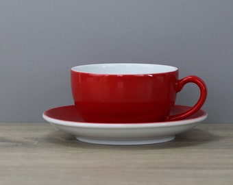 Dibbern Solid Color Rot Kaffeetasse Tasse mit Untertasse Unterteller