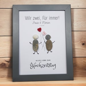 Doce presente para aniversário de casamento amor imagem de pedra artesanal feita de seixos personalizável Pebble Art