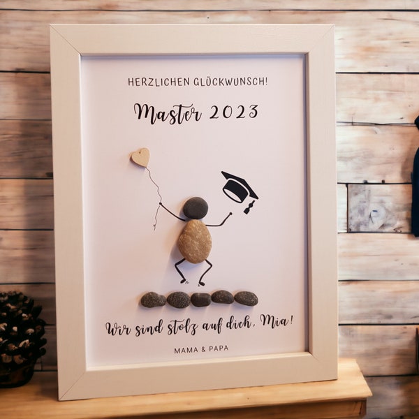 Stone picture customizable gift for high school graduation, master's degree, bachelor's degree, exam, diploma, school graduation, exam passed, pebbles stones